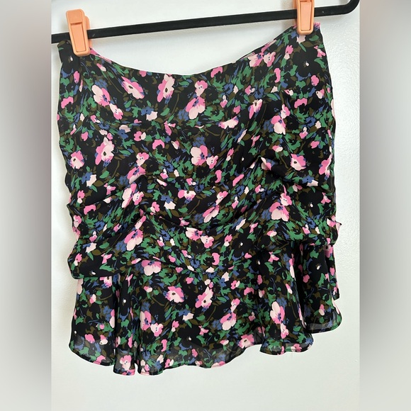 veronica beard 100% silk violet mini skirt in painted floral | size 4 - Picture 3 of 6